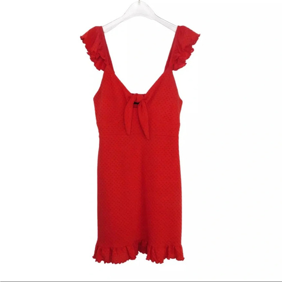 MINKPINK Revolve Laurel Mini Dress Red Eyelett Sleeveless Mini Dress Siz… - Picture 5 of 8